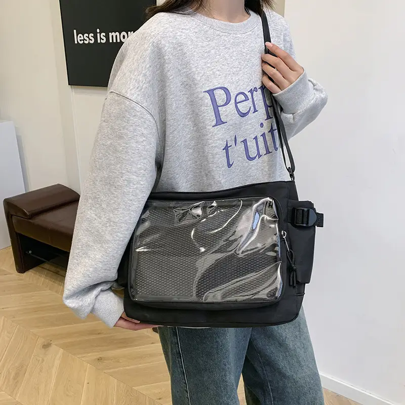 Girls Student Messenger Bag Purple Transparent Shoulder Crossbody - Image 7