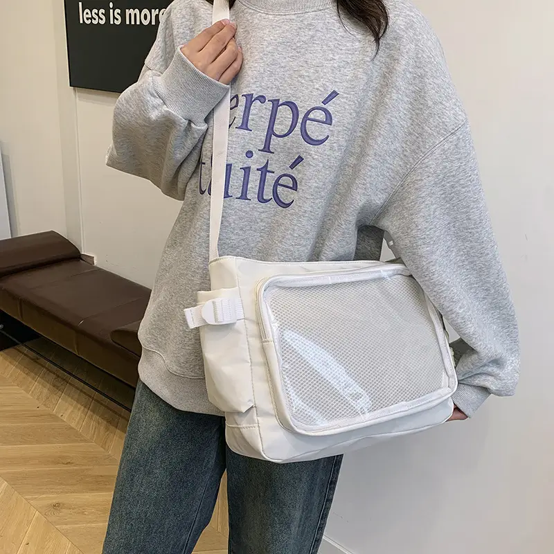 Girls Student Messenger Bag Purple Transparent Shoulder Crossbody - Image 8