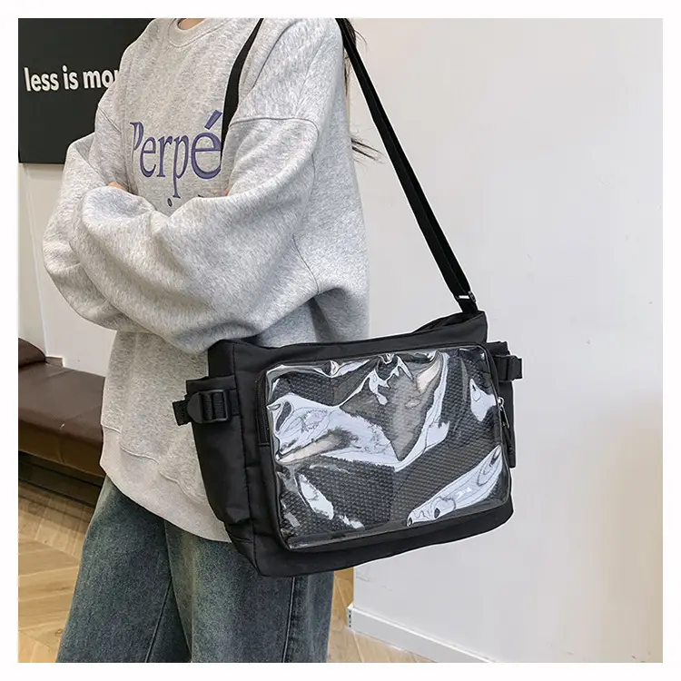 Girls Student Messenger Bag Purple Transparent Shoulder Crossbody — feature 15