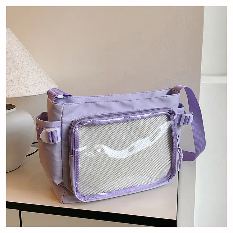 Girls Student Messenger Bag Purple Transparent Shoulder Crossbody — feature 19