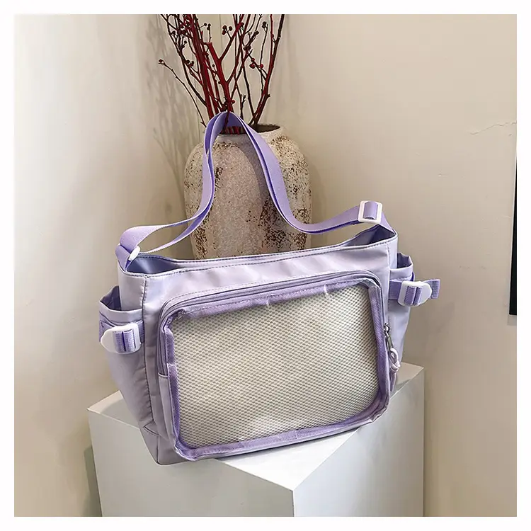 Girls Student Messenger Bag Purple Transparent Shoulder Crossbody — feature 21