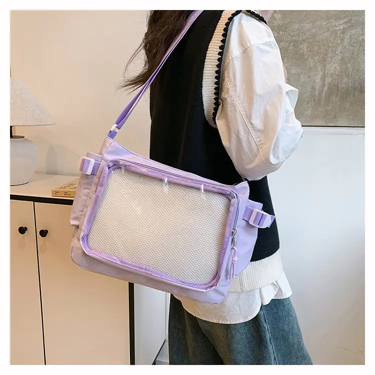 Girls Student Messenger Bag Purple Transparent Shoulder Crossbody — feature 8