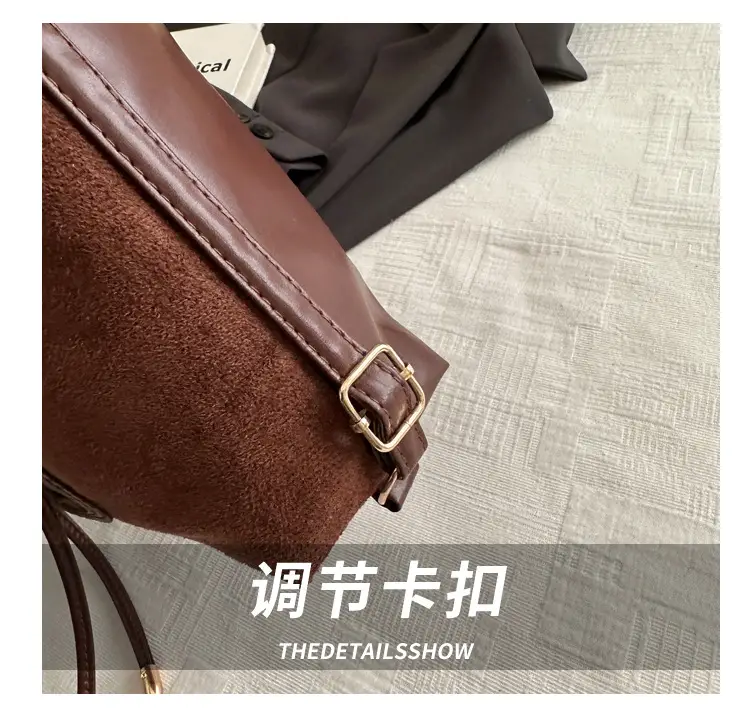 Women's Butterfly Embroidered Throw Tote Bag Brown Black Tan Large Capacity Bow Shoulder Crossbody Multi-purpose Bag — feature 4