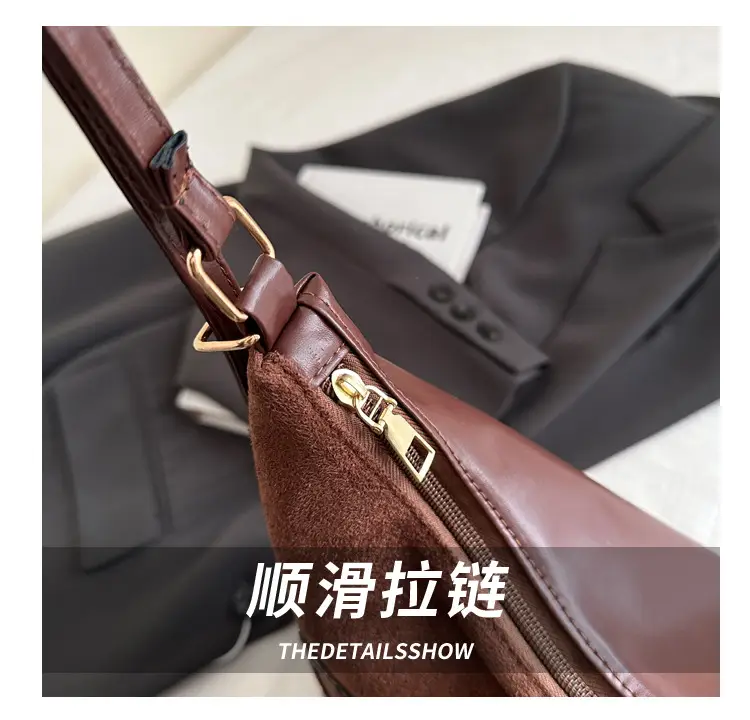 Women's Butterfly Embroidered Throw Tote Bag Brown Black Tan Large Capacity Bow Shoulder Crossbody Multi-purpose Bag — feature 5