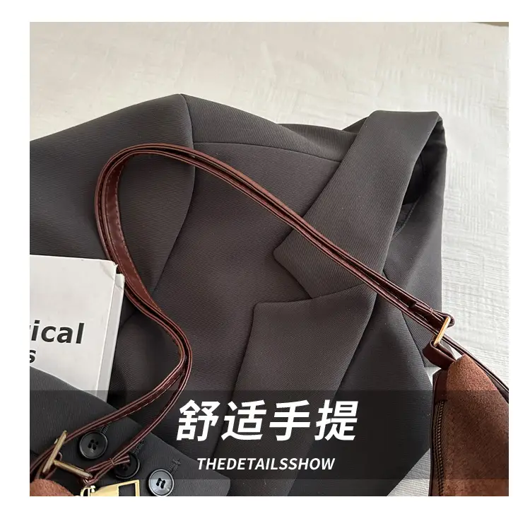 Women's Butterfly Embroidered Throw Tote Bag Brown Black Tan Large Capacity Bow Shoulder Crossbody Multi-purpose Bag — feature 6