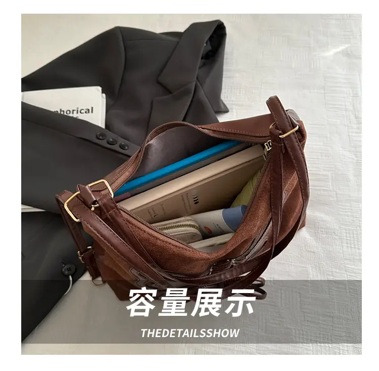 Women's Butterfly Embroidered Throw Tote Bag Brown Black Tan Large Capacity Bow Shoulder Crossbody Multi-purpose Bag — feature 7