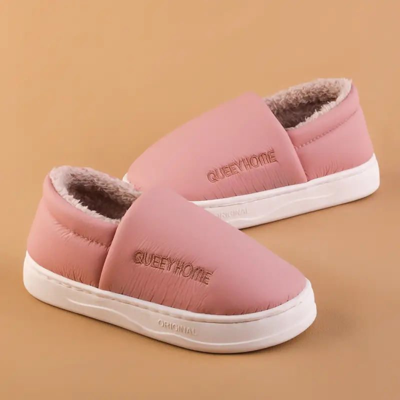Waterproof Cotton Slippers for Women Winter Indoor Home 2025 New Style Bag Heel Outer Wear Warm Plush Postpartum Cotton Shoes for Women - Image 7