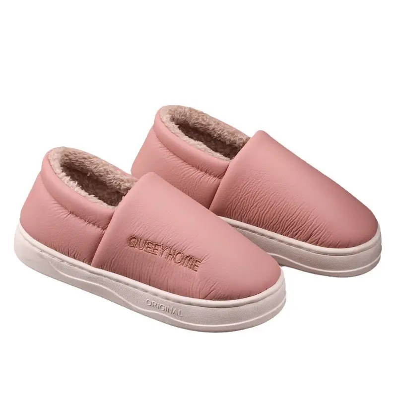 Waterproof Cotton Slippers for Women Winter Indoor Home 2025 New Style Bag Heel Outer Wear Warm Plush Postpartum Cotton Shoes for Women - Image 9