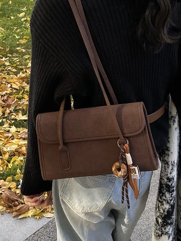 Women's Retro Frosted Shoulder Bag Black 2026 - Image 6