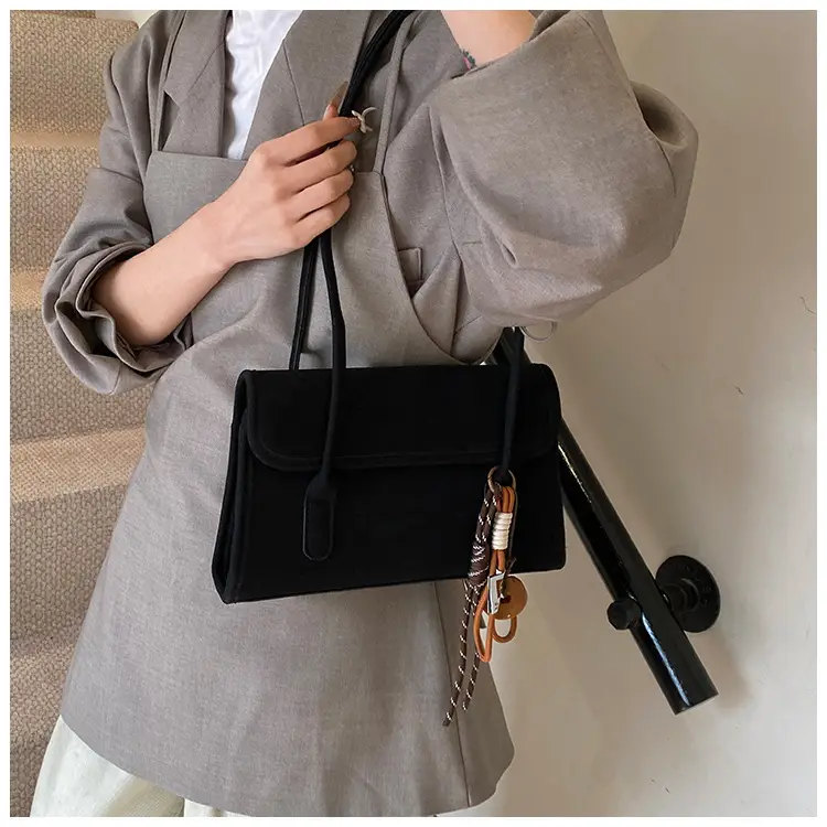 Women's Retro Frosted Shoulder Bag Black 2026 — feature 21