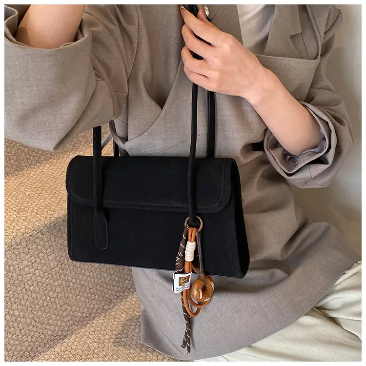 Women's Retro Frosted Shoulder Bag Black 2026 — feature 24