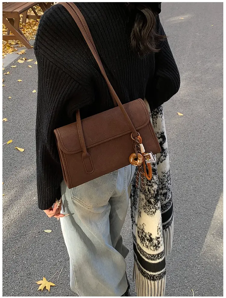 Women's Retro Frosted Shoulder Bag Black 2026 — feature 5