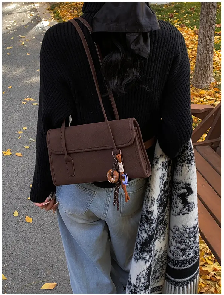 Women's Retro Frosted Shoulder Bag Black 2026 — feature 7