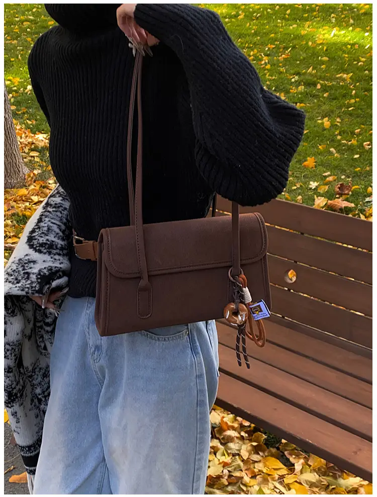 Women's Retro Frosted Shoulder Bag Black 2026 — feature 8