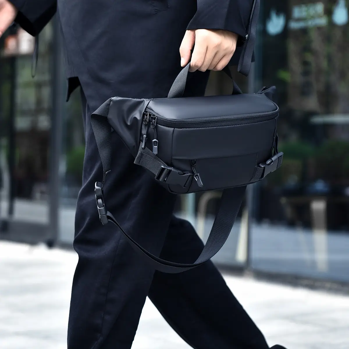 Black Multi-Functional Sports Chest Bag Shoulder Crossbody - Image 5