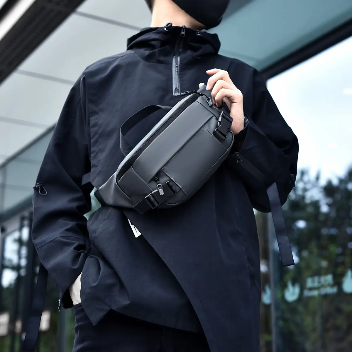 Black Multi-Functional Sports Chest Bag Shoulder Crossbody - Image 6