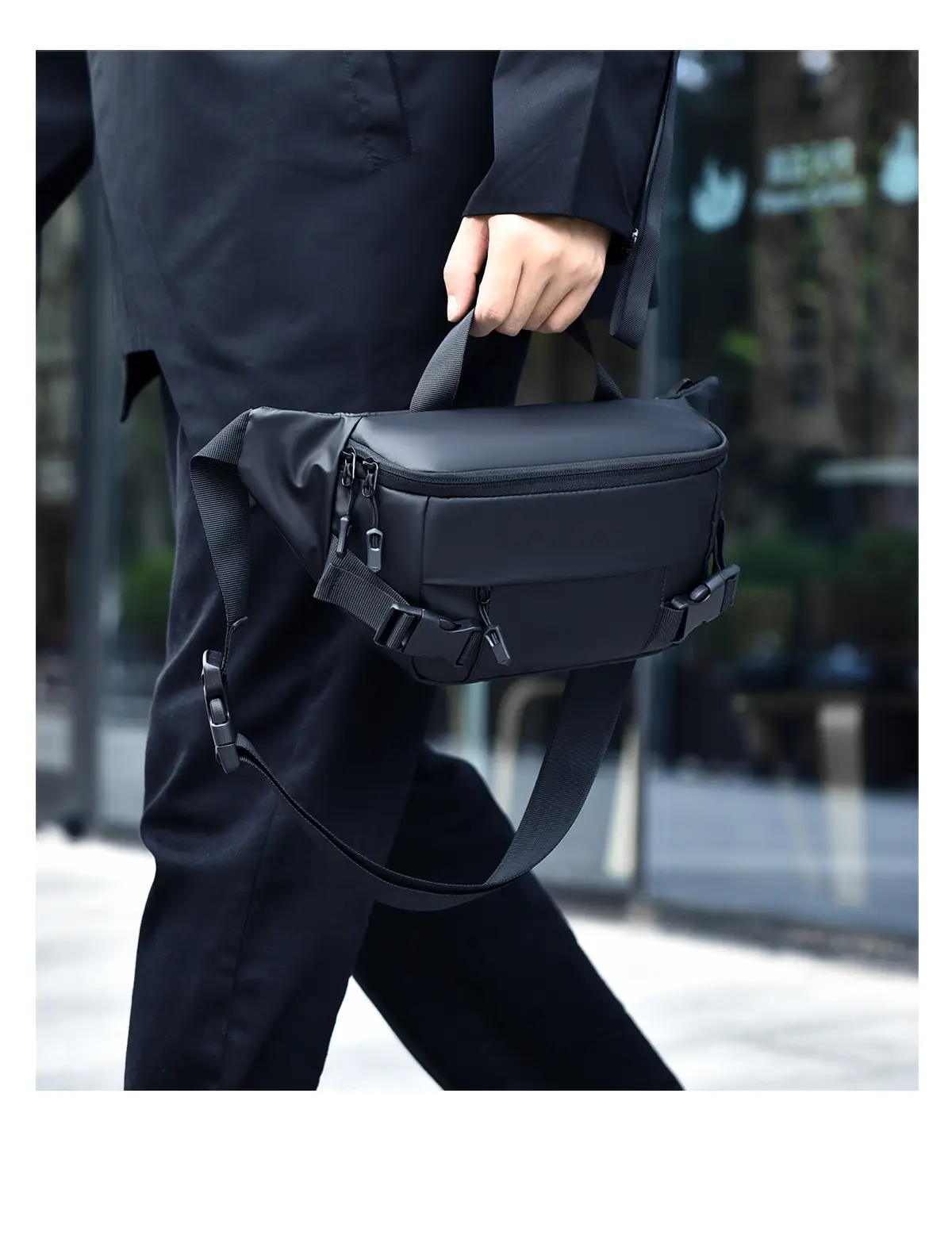 Black Multi-Functional Sports Chest Bag Shoulder Crossbody — feature 25