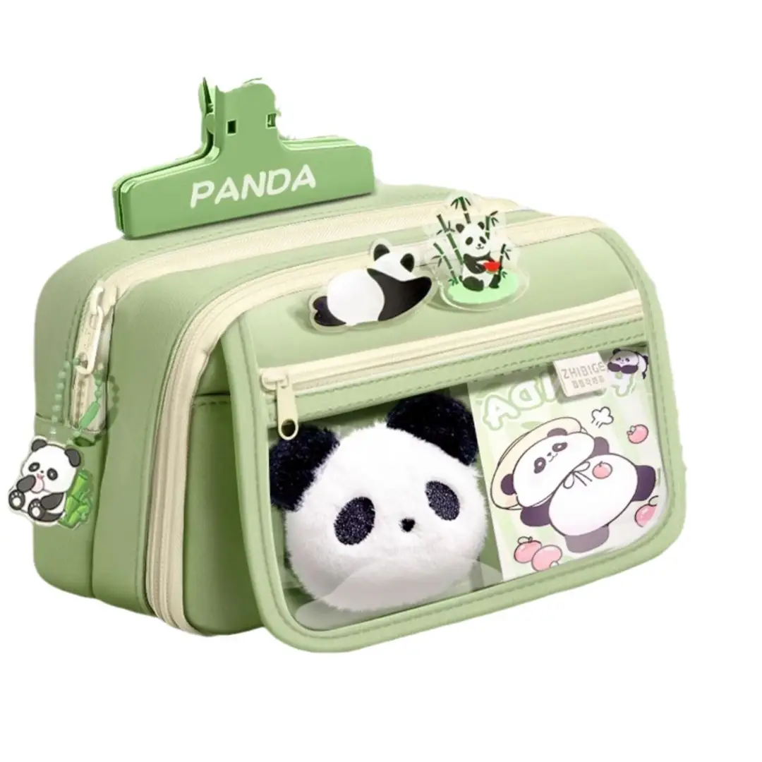 Cute Panda Pencil Case Dirt Resistant High Color Value Large Capacity Student Stationery Gift Bag Class Award Stationery suit