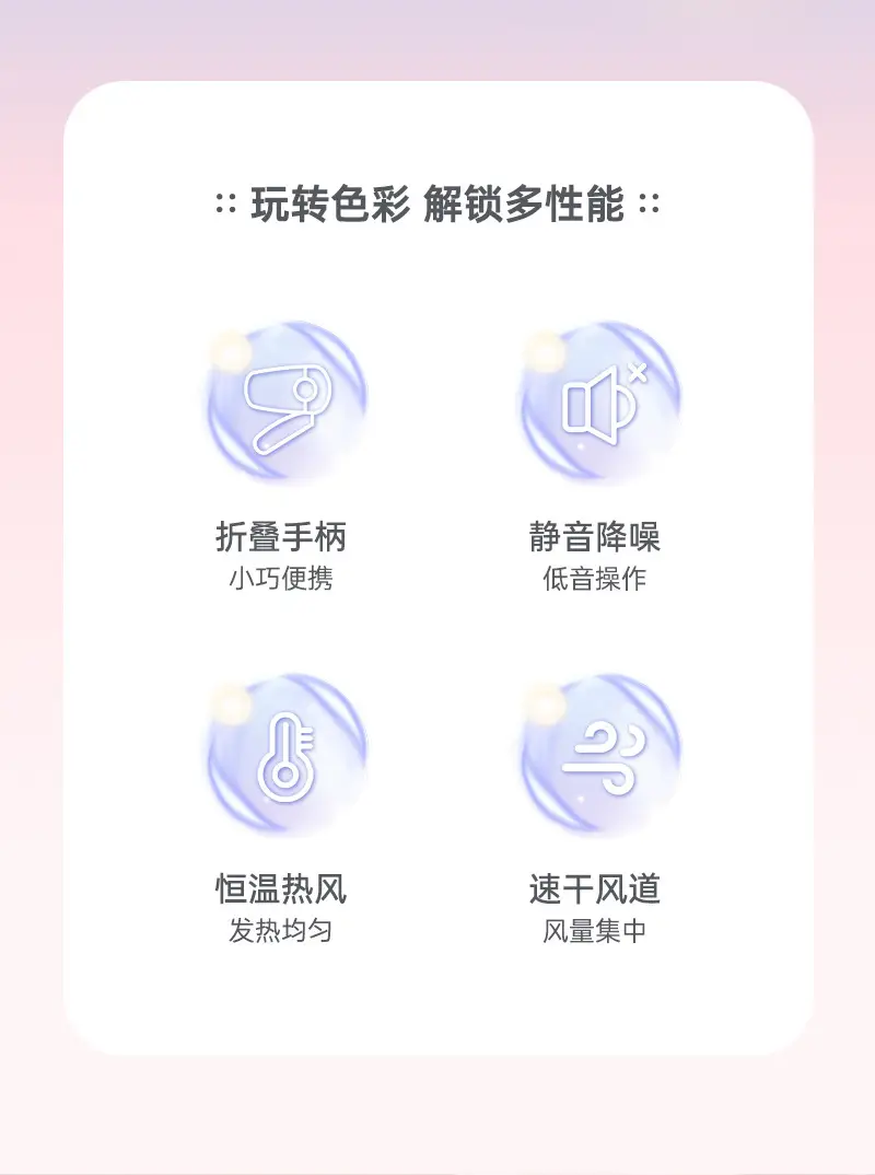 Pink Folding Hair Dryer with Negative Ion Technology — feature 2