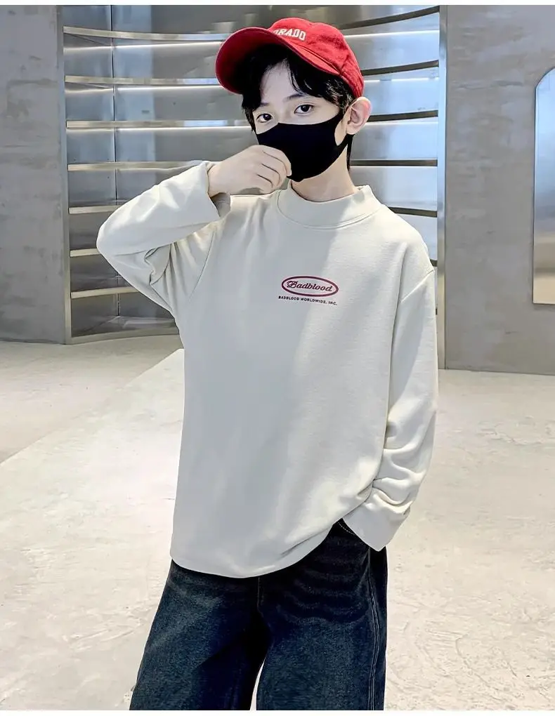 Children's Velvet T-Shirt Black Fleece Warm Winter Top — feature 9