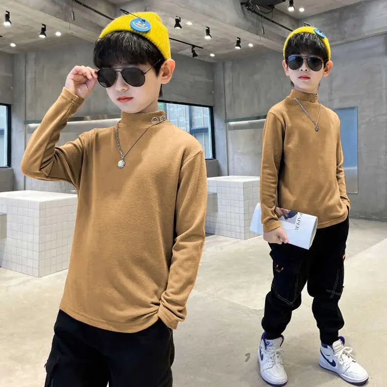Children's Velvet T-Shirt Grey Boys Autumn Winter Warm Fleece Lined - Image 10