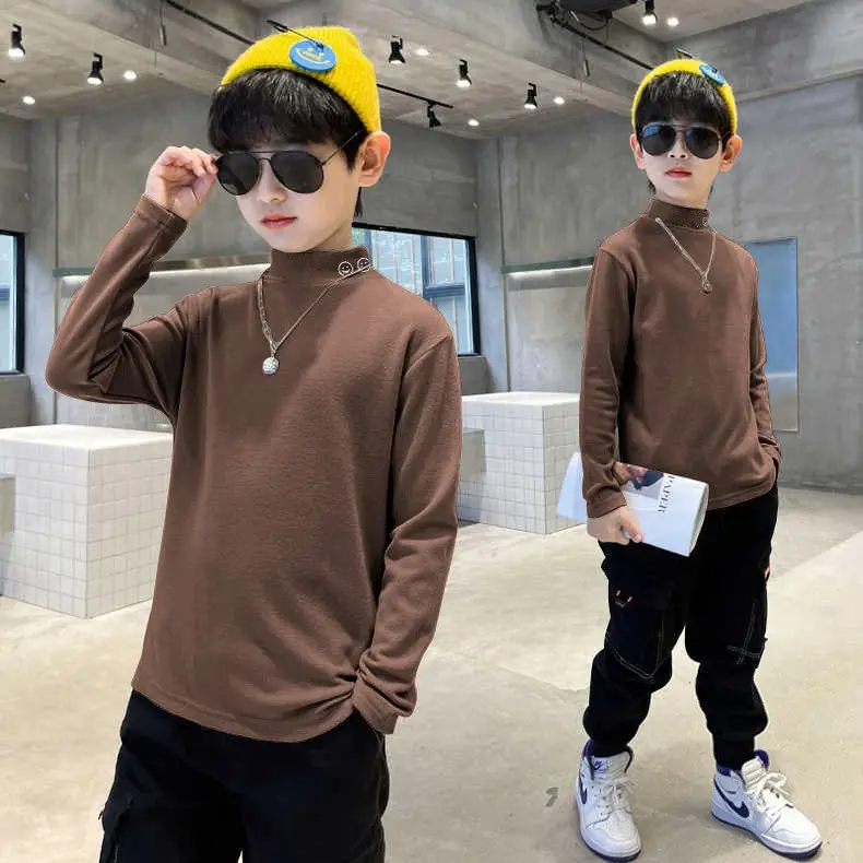 Children's Velvet T-Shirt Grey Boys Autumn Winter Warm Fleece Lined - Image 12