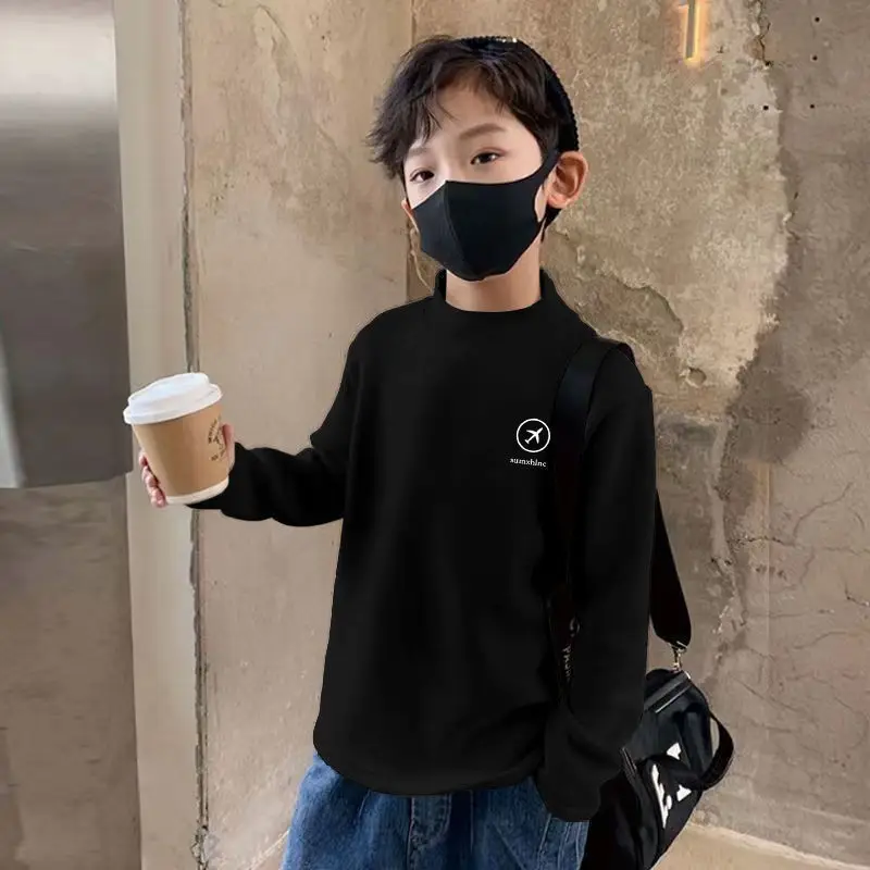 Children's Velvet T-Shirt Grey Boys Autumn Winter Warm Fleece Lined - Image 13