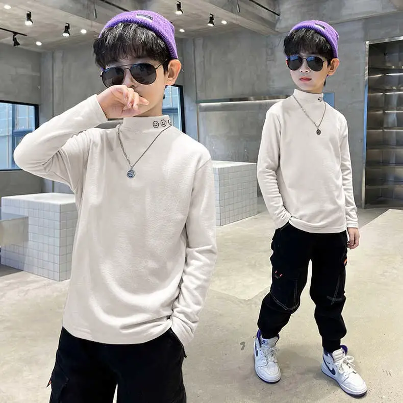 Children's Velvet T-Shirt Grey Boys Autumn Winter Warm Fleece Lined - Image 9