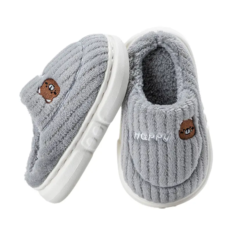Children's Cotton Slippers for Boys and Girls Autumn and Winter Home Indoor Soft Bottom Non-slip Middle and Big Children's Cute Cartoon Warm Slippers