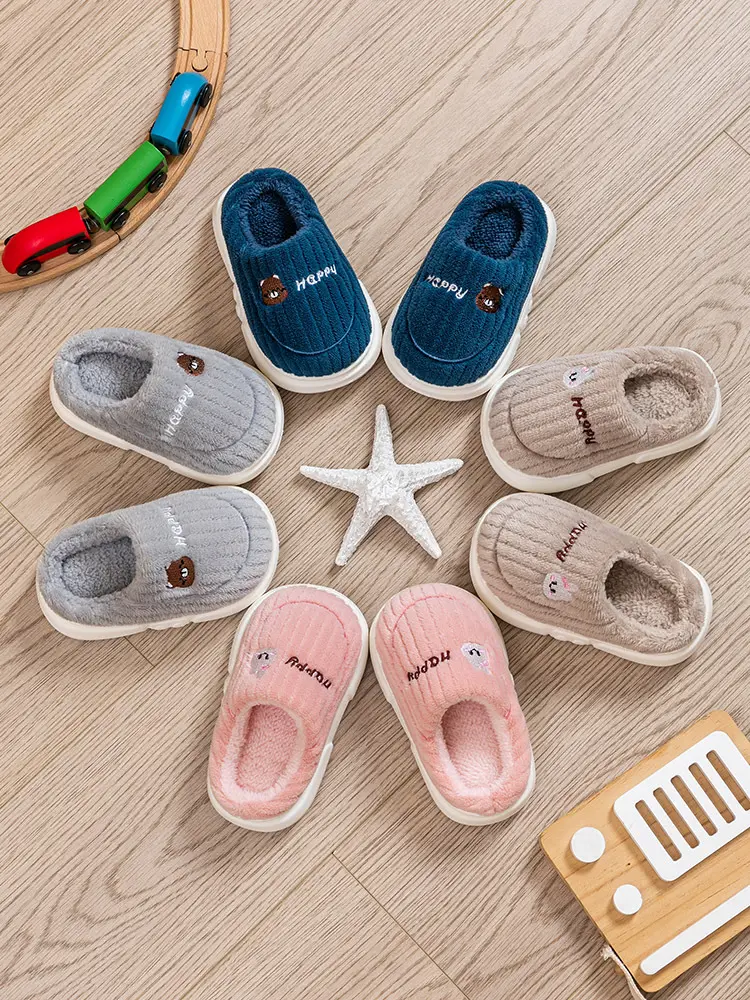 Children's Cotton Slippers for Boys and Girls Autumn and Winter Home Indoor Soft Bottom Non-slip Middle and Big Children's Cute Cartoon Warm Slippers — feature 2
