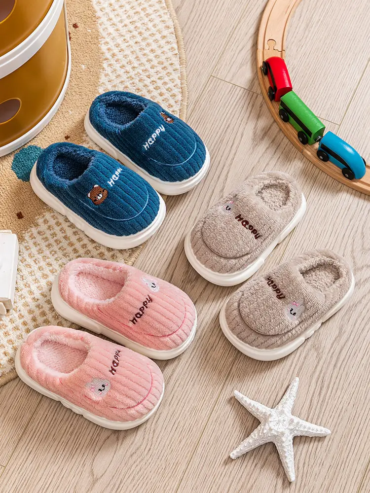 Children's Cotton Slippers for Boys and Girls Autumn and Winter Home Indoor Soft Bottom Non-slip Middle and Big Children's Cute Cartoon Warm Slippers — feature 4