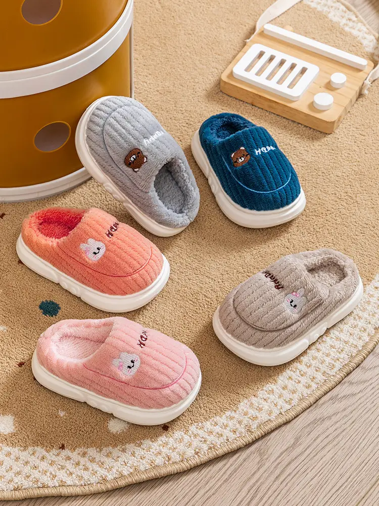 Children's Cotton Slippers for Boys and Girls Autumn and Winter Home Indoor Soft Bottom Non-slip Middle and Big Children's Cute Cartoon Warm Slippers — feature 6