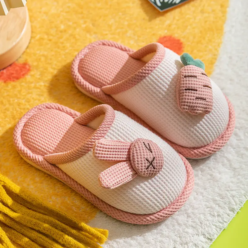 Children's Cotton Slippers for Boys and Girls Autumn and Winter Home Indoor Soft Bottom Non-slip Middle and Big Children's Cute Cartoon Warm Slippers