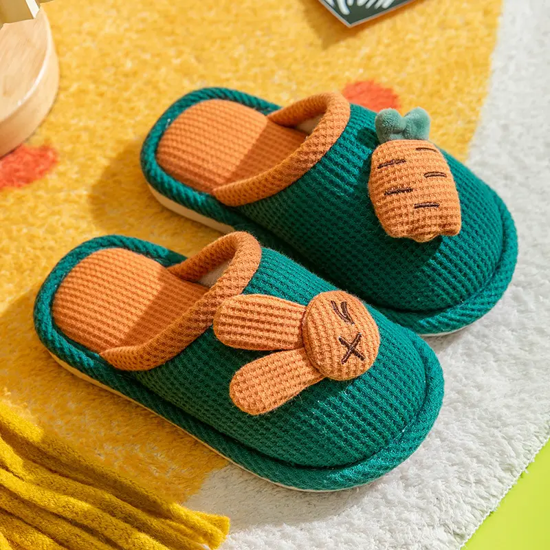 Children's Cotton Slippers for Boys and Girls Autumn and Winter Home Indoor Soft Bottom Non-slip Middle and Big Children's Cute Cartoon Warm Slippers