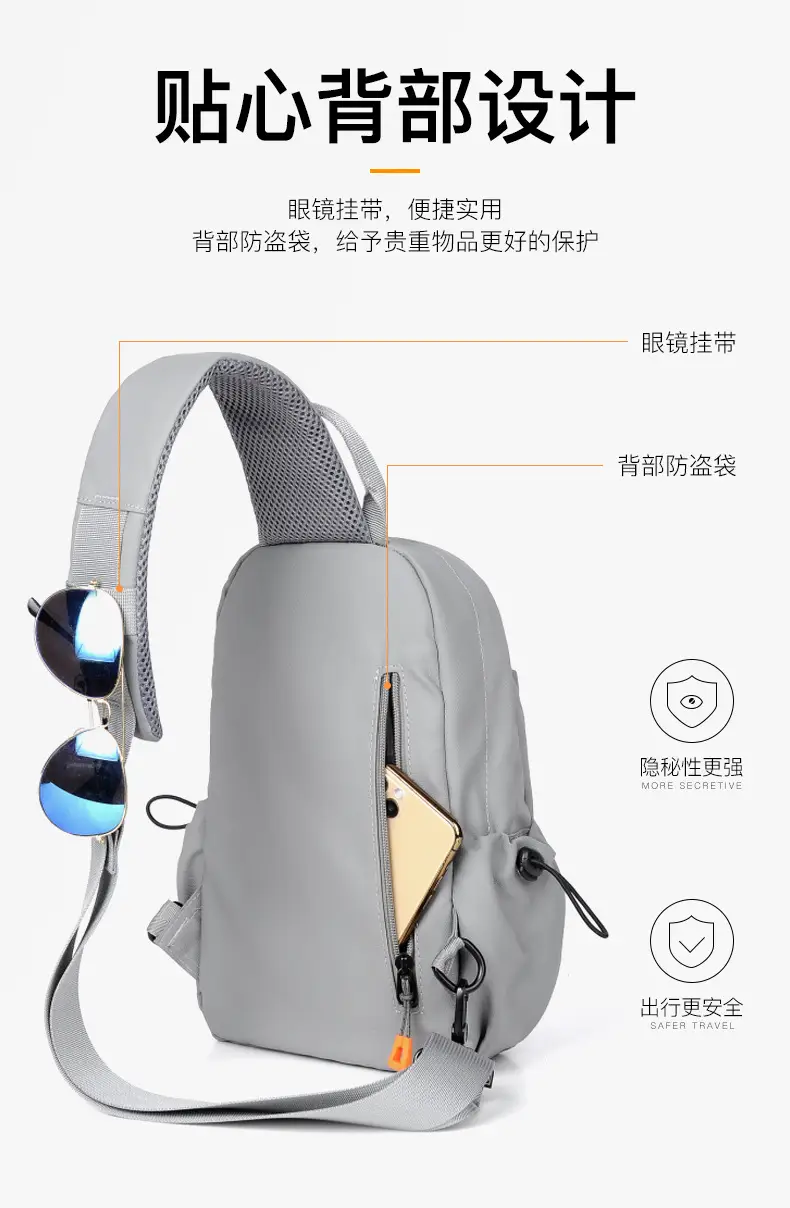 Gray USB-C Crossbody Bag for Men — feature 22