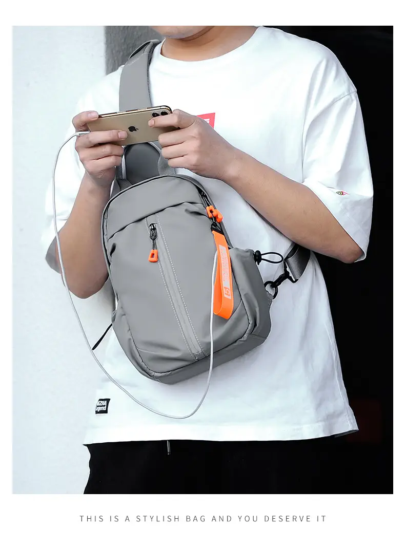 Gray USB-C Crossbody Bag for Men — feature 31