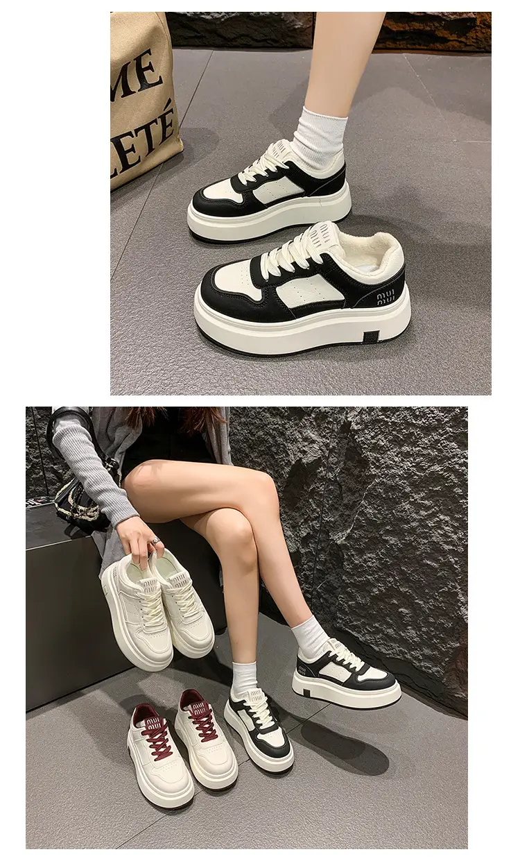 Women's Thick Leather White Sneakers Small 2025 — feature 11