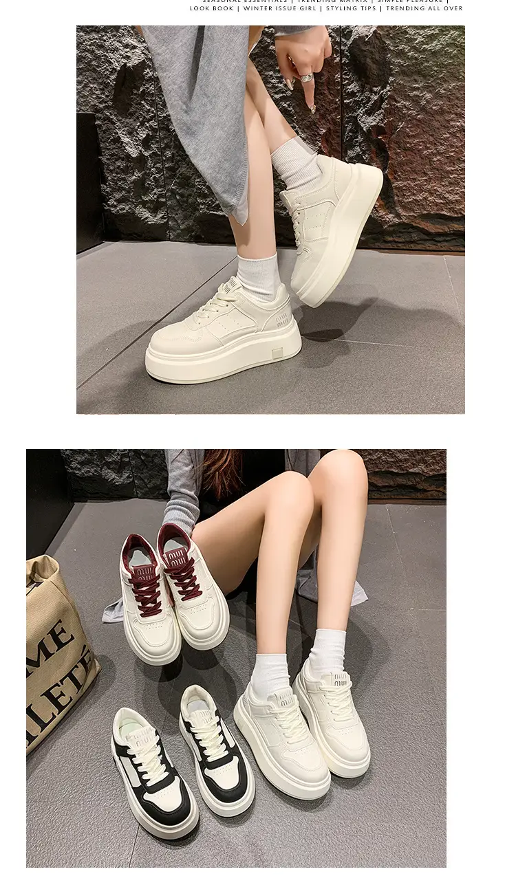 Women's Thick Leather White Sneakers Small 2025 — feature 14