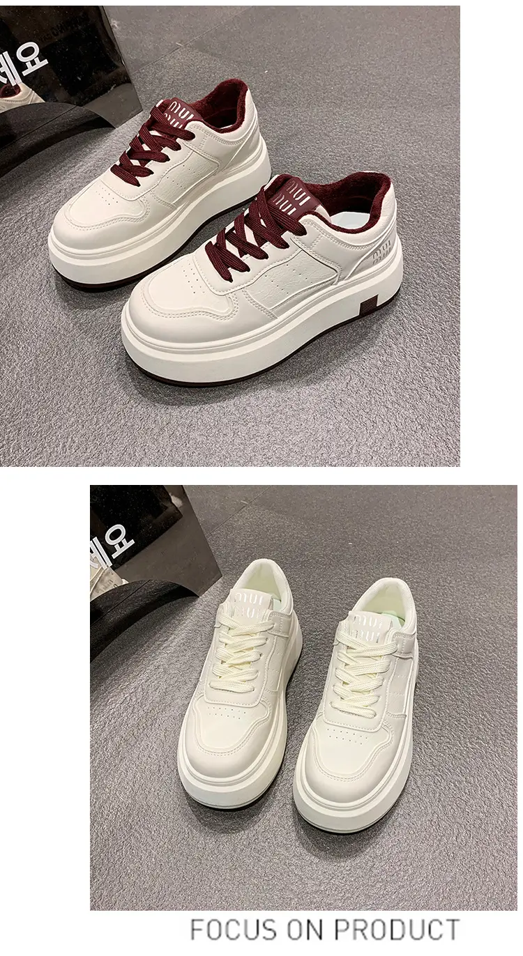 Women's Thick Leather White Sneakers Small 2025 — feature 17