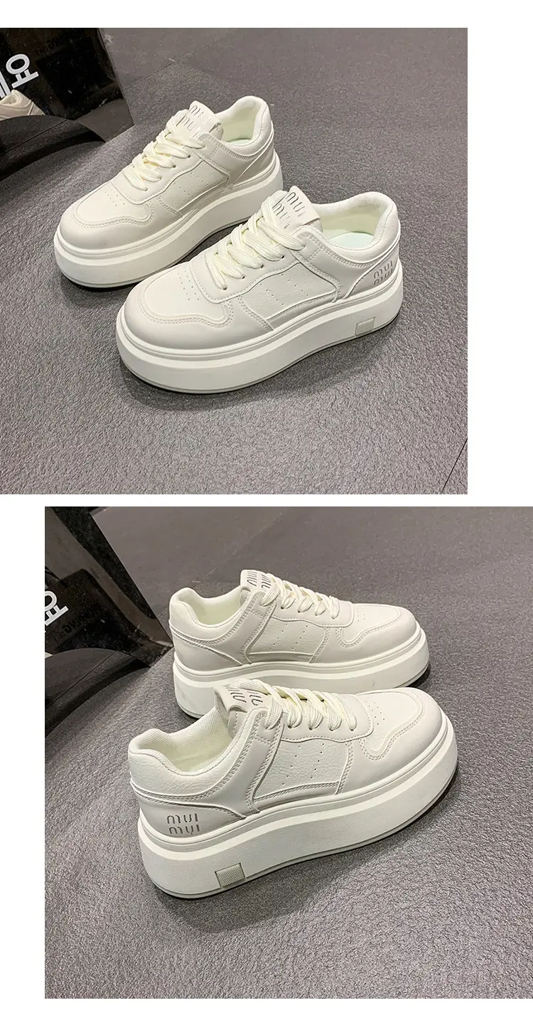 Women's Thick Leather White Sneakers Small 2025 — feature 18