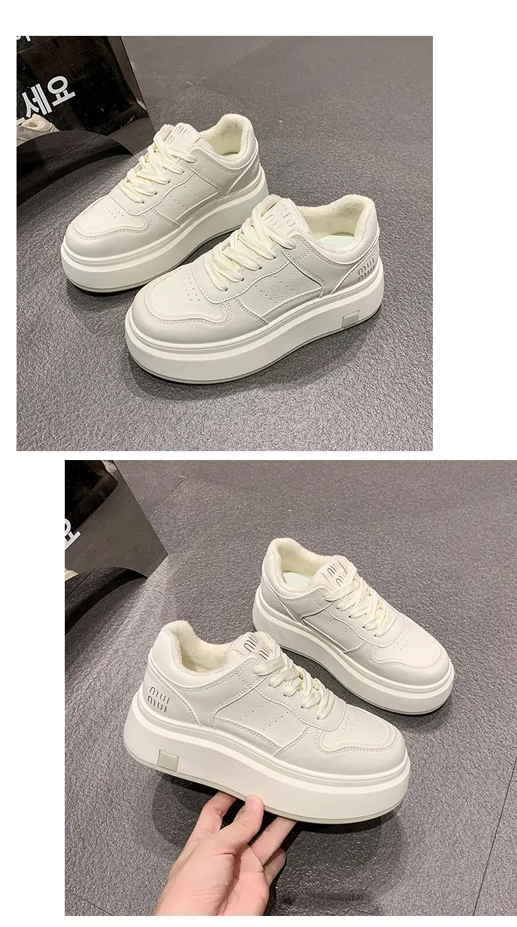 Women's Thick Leather White Sneakers Small 2025 — feature 19