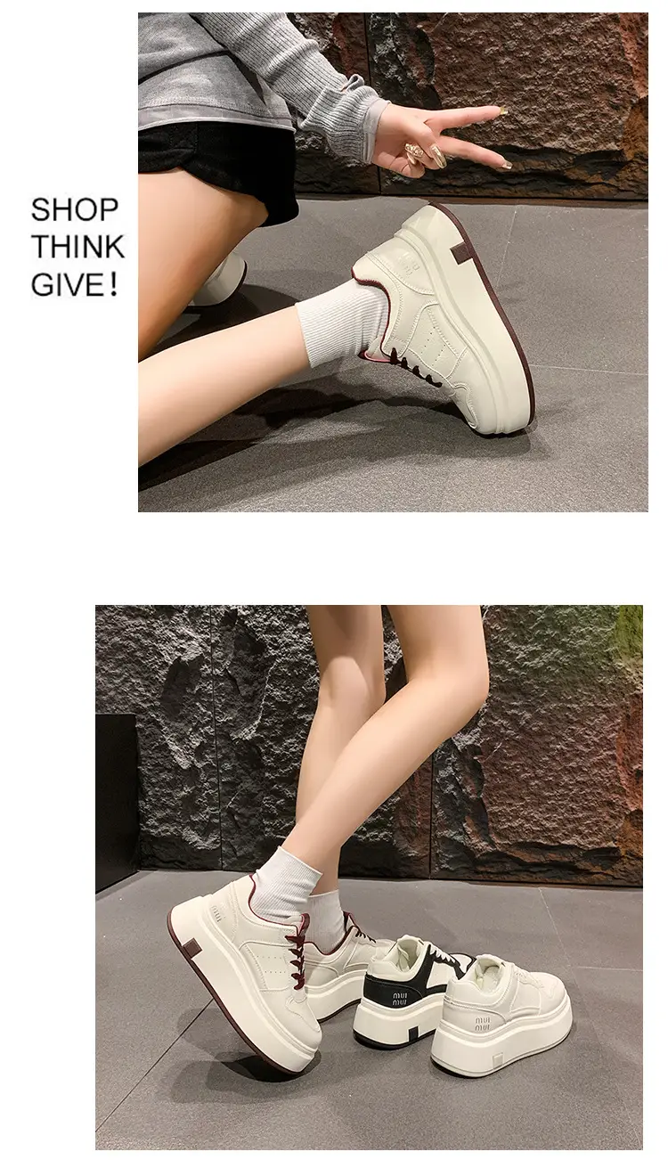 Women's Thick Leather White Sneakers Small 2025 — feature 6