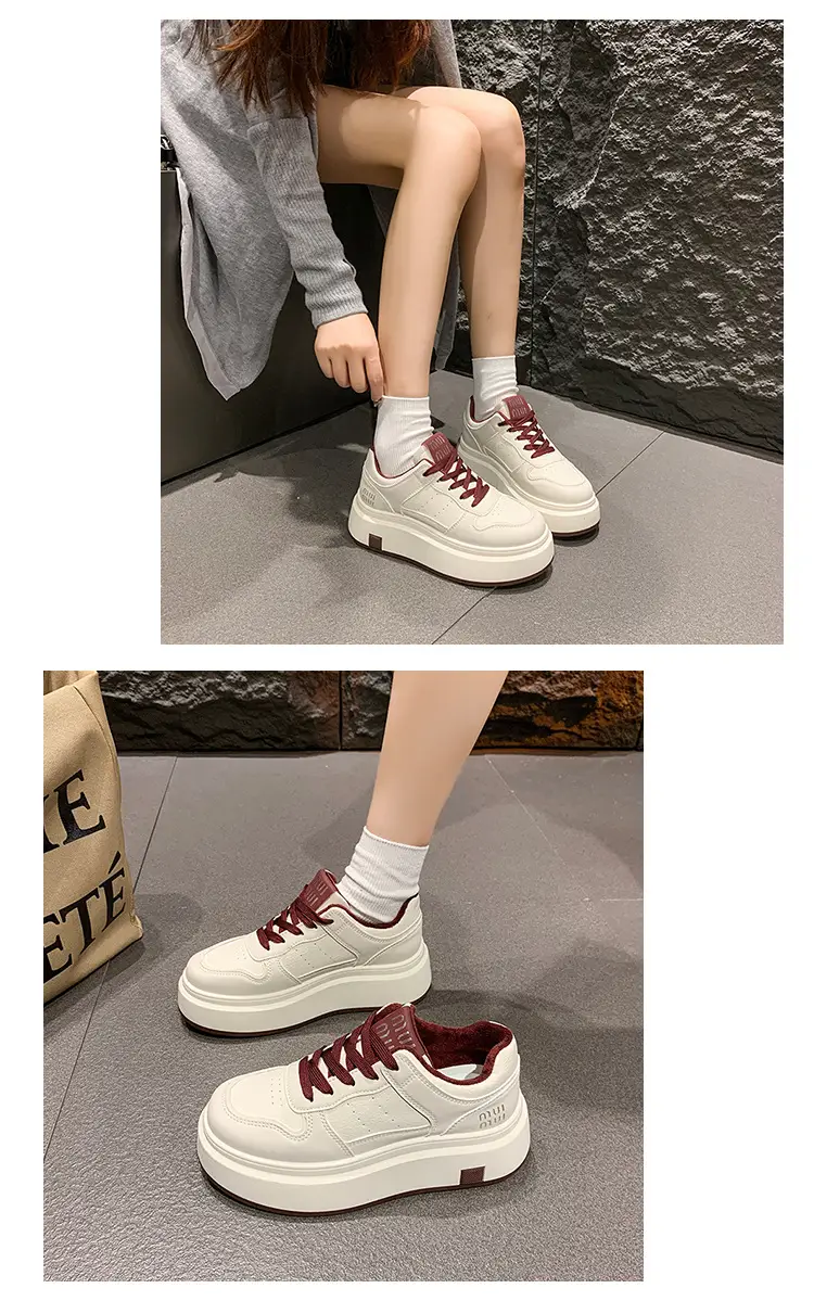 Women's Thick Leather White Sneakers Small 2025 — feature 7