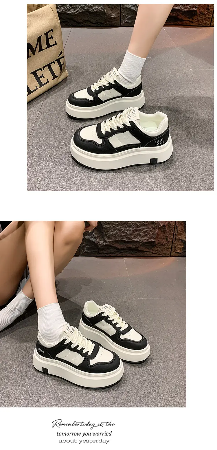 Women's Thick Leather White Sneakers Small 2025 — feature 9