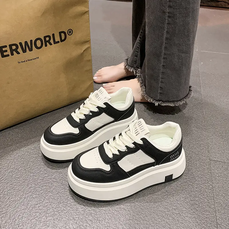 Women's Thick Leather White Sneakers Small 2025 - Image 2
