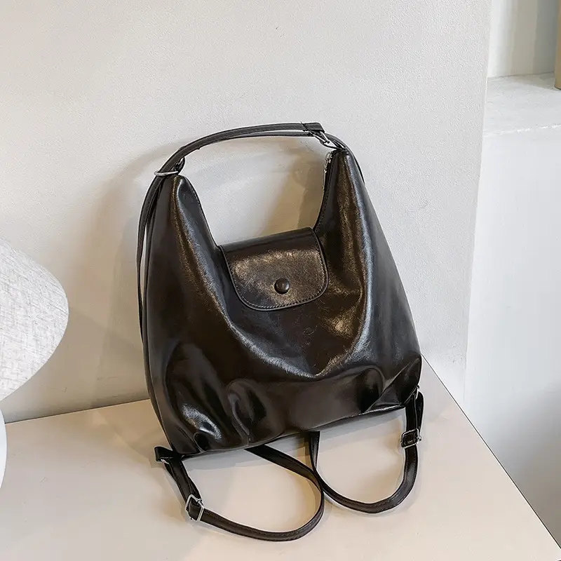 Retro Solid Color Shoulder Backpack for Women 2024 - Image 3