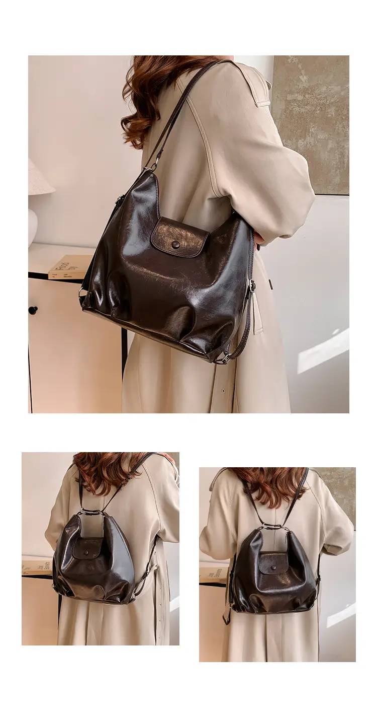 Retro Solid Color Shoulder Backpack for Women 2024 — feature 16