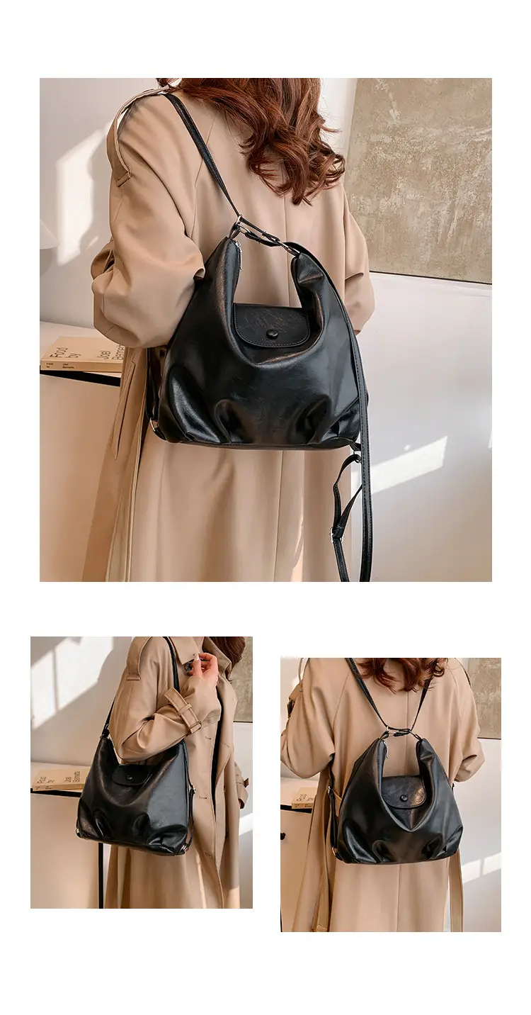 Retro Solid Color Shoulder Backpack for Women 2024 — feature 17