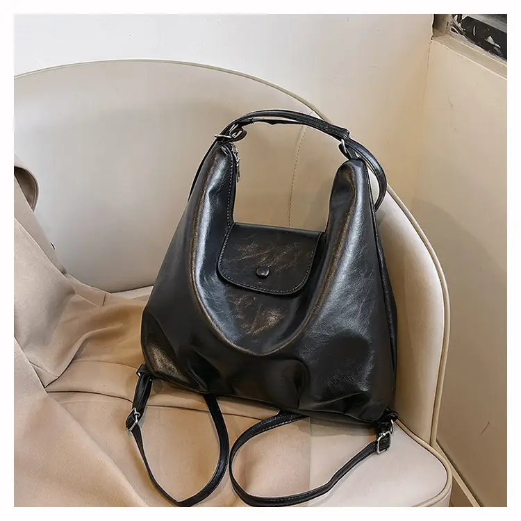 Retro Solid Color Shoulder Backpack for Women 2024 — feature 21