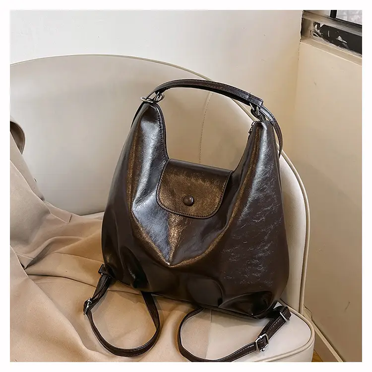 Retro Solid Color Shoulder Backpack for Women 2024 - Image 2